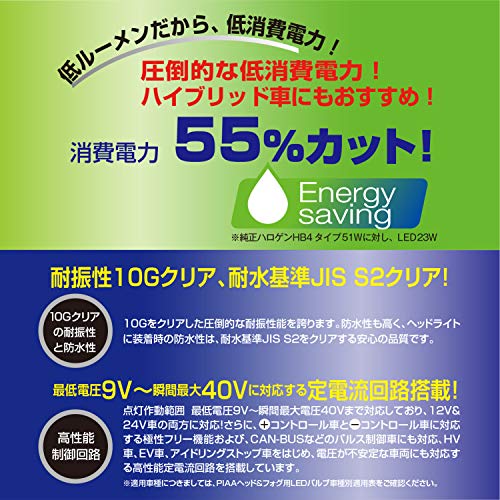 Светодиодная лампа PIAA для фар/противотуманных фар HB3/HB4/HIR1/HIR26000K58000CD6500LM, совместимая с техосмотром транспортного средства, 12 В/24 В, обычная, 23 Вт, премиум-класса, длинная