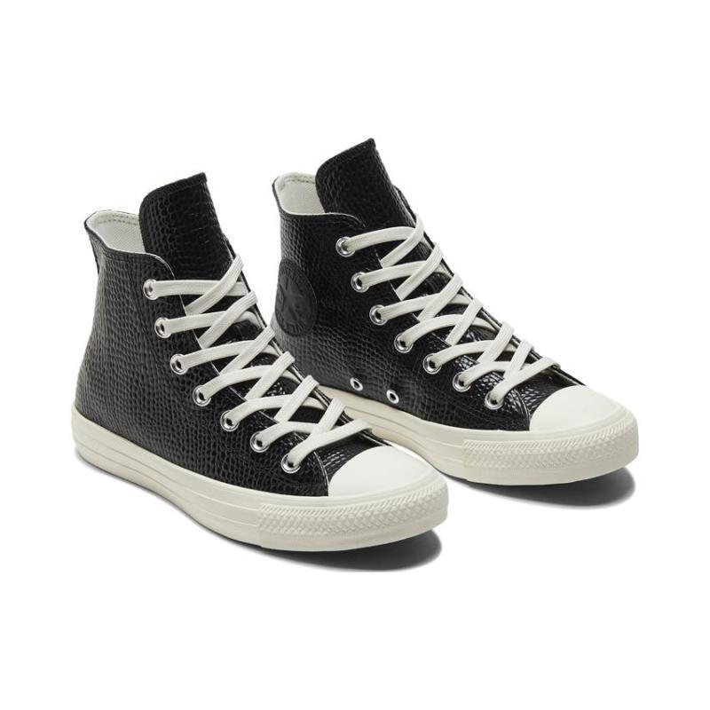 Converse Chuck Taylor All Star Кожаные Удобные и Дышащие Нескользящие и Износостойкие Высокие Кеды Женские Черные