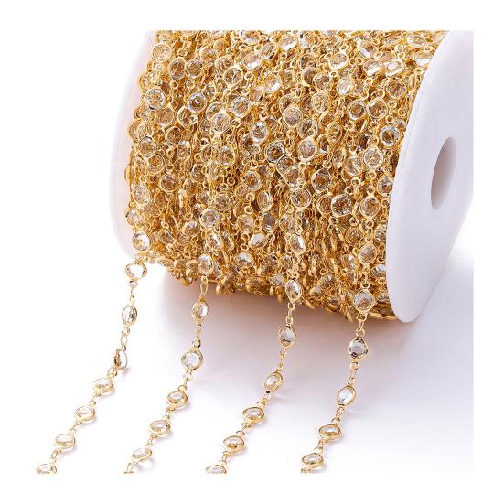 Цирконовая цепочка DIY Браслет Ожерелье Изготовление ювелирных изделий со стразами Блестящая медная цепочка для рукоделия