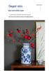 Blue & White Hand-Painted Porcelain Vase: Elegant Ceramic Ornament for Living Room or Entryway.