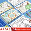 Рукописные шаблоны газет формата A3/A4 для начальной школы на каникулах – Линейные рисунки для детских рисунков на тему школьного двора