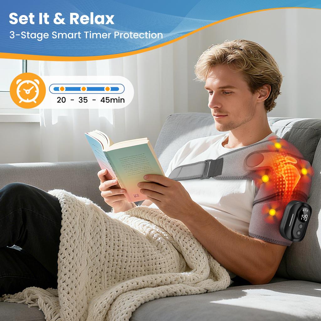 Vibration massager Smart Massage Machine Heating Shoulder Massage Belt Adjustable Led Hot Compress Heating Shoulder Shawl