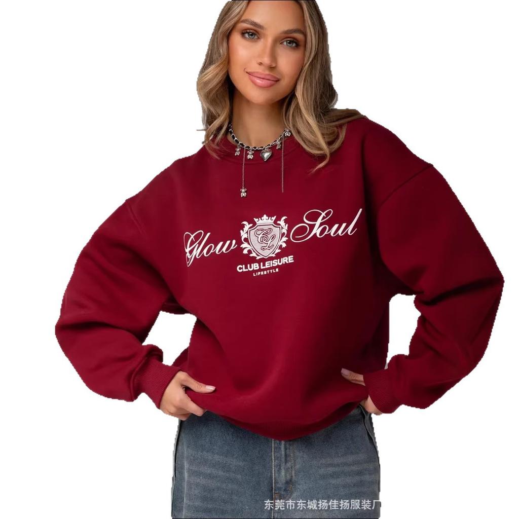 Autumn and winter niche wear comfortable thickened round neck pullover sweater oversize lady trendy top