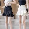 Irregular Ruffle Short Mini Skirt Denim Pleated Mini Skirts Sweet High Waist A-line Skirt  Summer