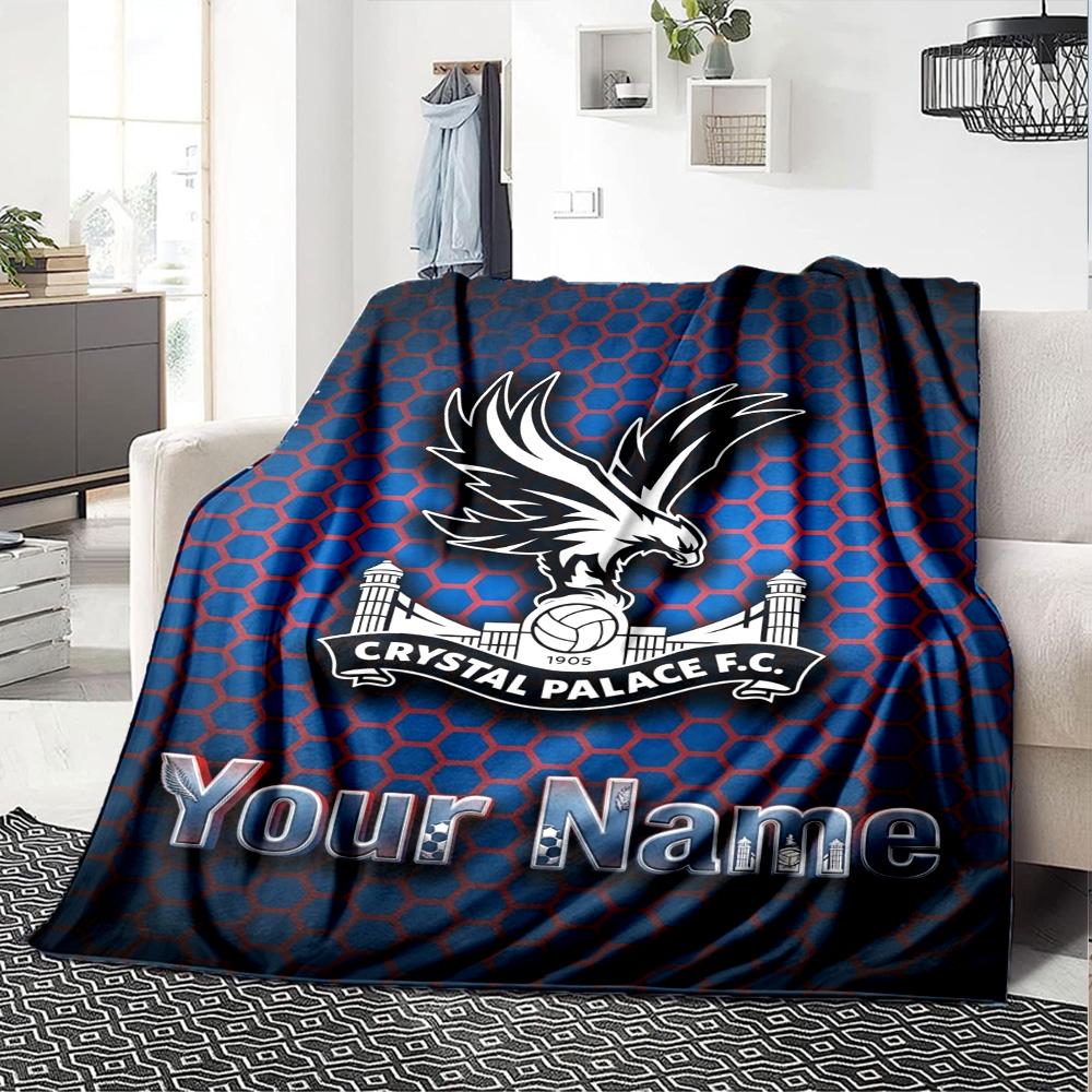 Name Custom Crystal Palace FC Print Flannel Blanket High Quality Warm Comfortable Cover for All Seasons Perfect for Gifts Home Decor