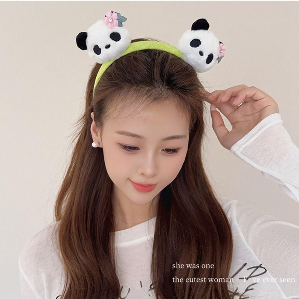 Повязка на голову в китайском стиле с пандой, заколка для волос из зоопарка, плюшевая кукла, обруч для волос, милая мультяшная резинка для волос, для улицы