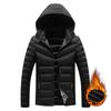 Rib Clothing Cotton Jacket Men's Winter Solid Color Slim Fit Removable Hat Trendy Plush Thickened Top Jacket Men