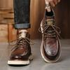 Мода 2025 Мужские ботинки на толстой подошве Кожаные Модные Нескользящие Мотоциклетные Ботильоны Британский стиль Удобные Универсальные Деловые туфли