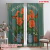 2pcs 2D Flat Printing Curtains Gardening Happiness Plants Butterflies 100% Polyester Fabric Without Electricity All Season Party