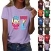 Женская модная повседневная футболка с коротким рукавом и принтом, топ с круглым вырезом