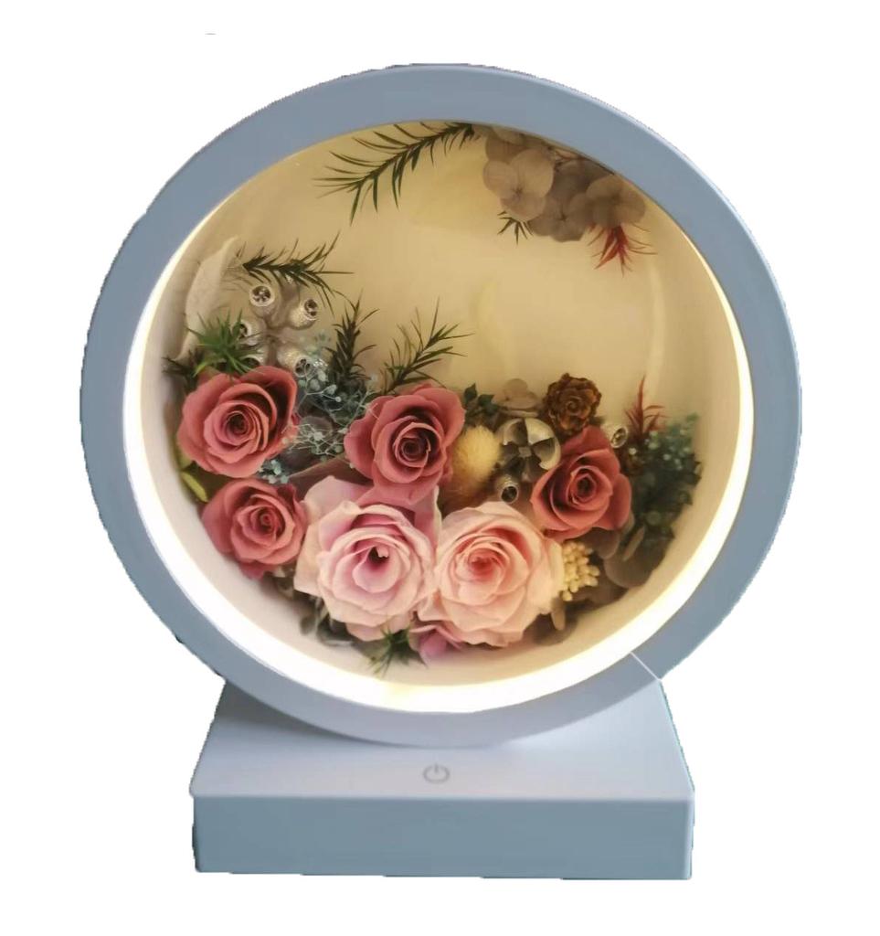 Customized Colors Acrylic LED Night Light Preserved Flowers Warm Light Decoration Mother's Day Christmas New Year