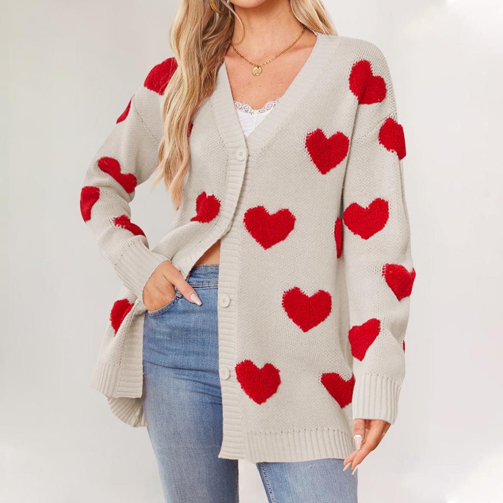 Вязаный кардиган средней длины с V-образным вырезом и пуговицами для женщин