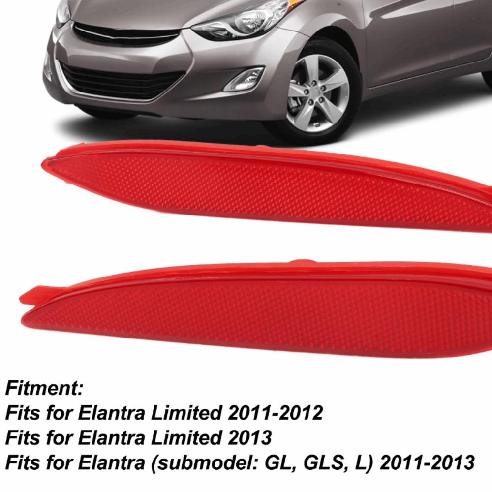 2PCS Red Bumper Reflector ABS Reflector Light for Elantra GL GLS L Limited 2011-2013 Rear Warning