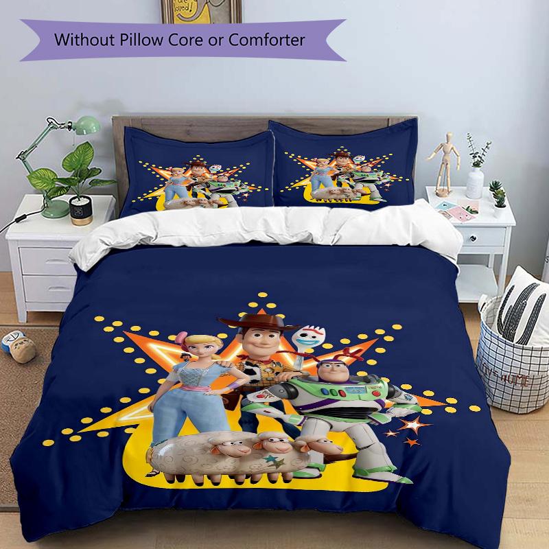 3pcs Toy Story Characters Quilt Cover Set - Soft and Cozy Bedroom, Guest Room and Dorm Decorative Bedding 3-Piece Set 1 Quilt Cover + 2 Pillow Sh