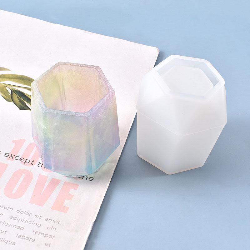 Poppy DIY Crystal Epoxy Mold for Handmade Hexagonal Pencil Holder Storage.