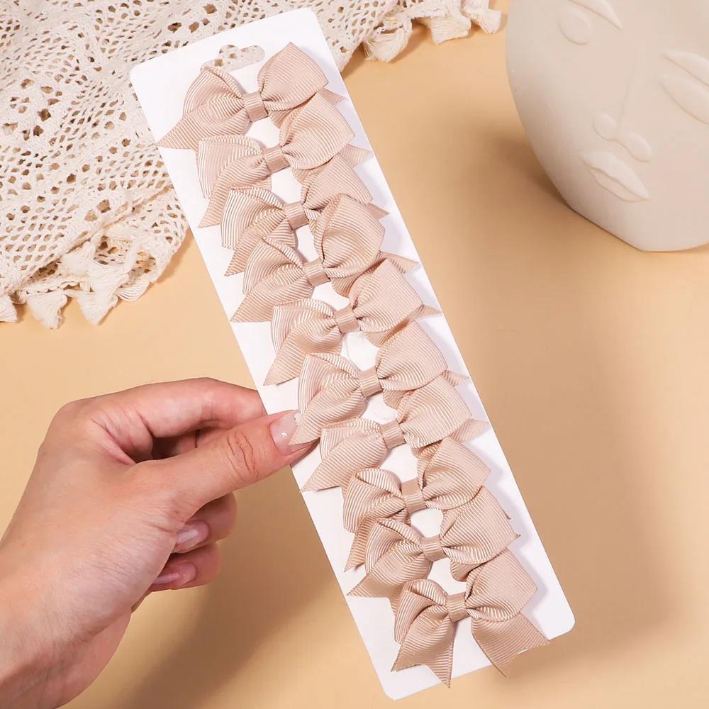 10 шт./набор однотонных репсовых лент, заколки для волос для детей, банты, заколки для волос, бутик, ручная работа, головные уборы, аксессуары для волос для девочек и младенцев