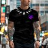 Personalized Black Leopard Print Short Sleeved T-shirt Paired with Purple Logo Round Neck Short Sleeved 3D Printed Men's T-shirt