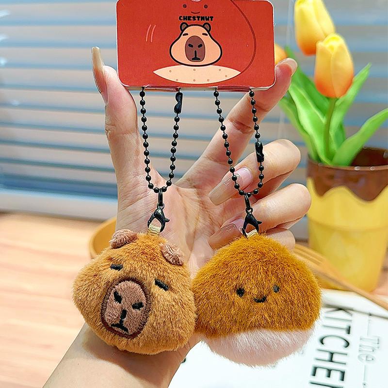 Soft Capybara Chestnut Plush Keychain Cute Cartoon Character For Keys Stylish