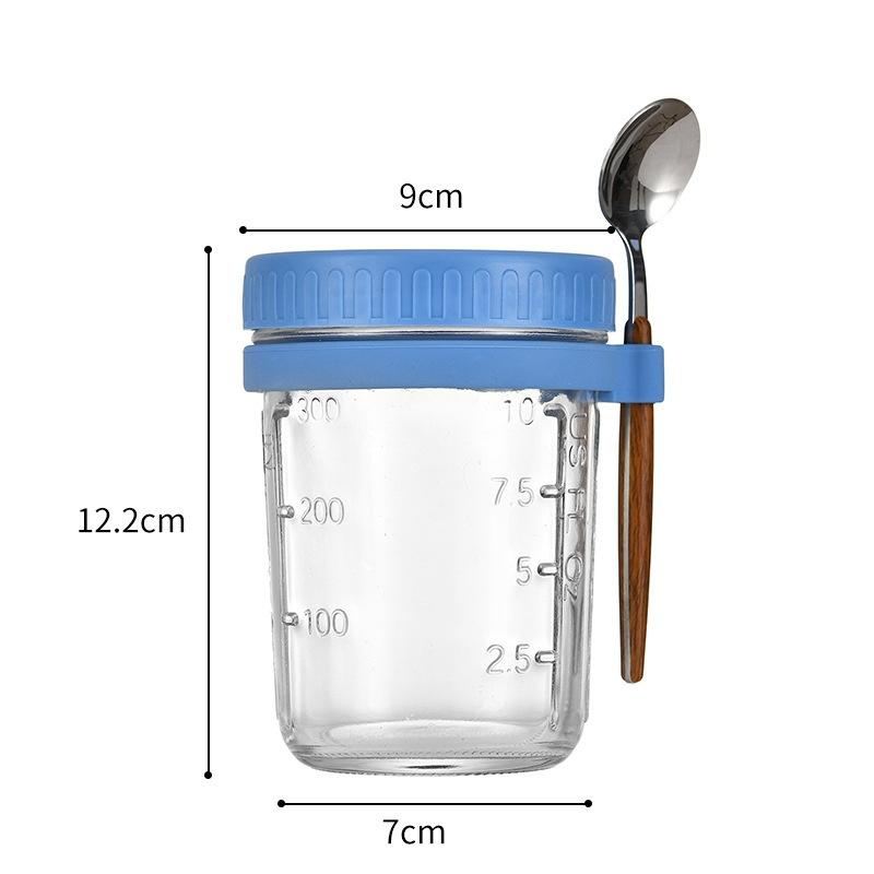 Контейнеры для овсянки с крышками и ложками, 13,5 унций, стакан для завтрака, стеклянные банки Mason для овсянки, контейнер для салата, йогурта