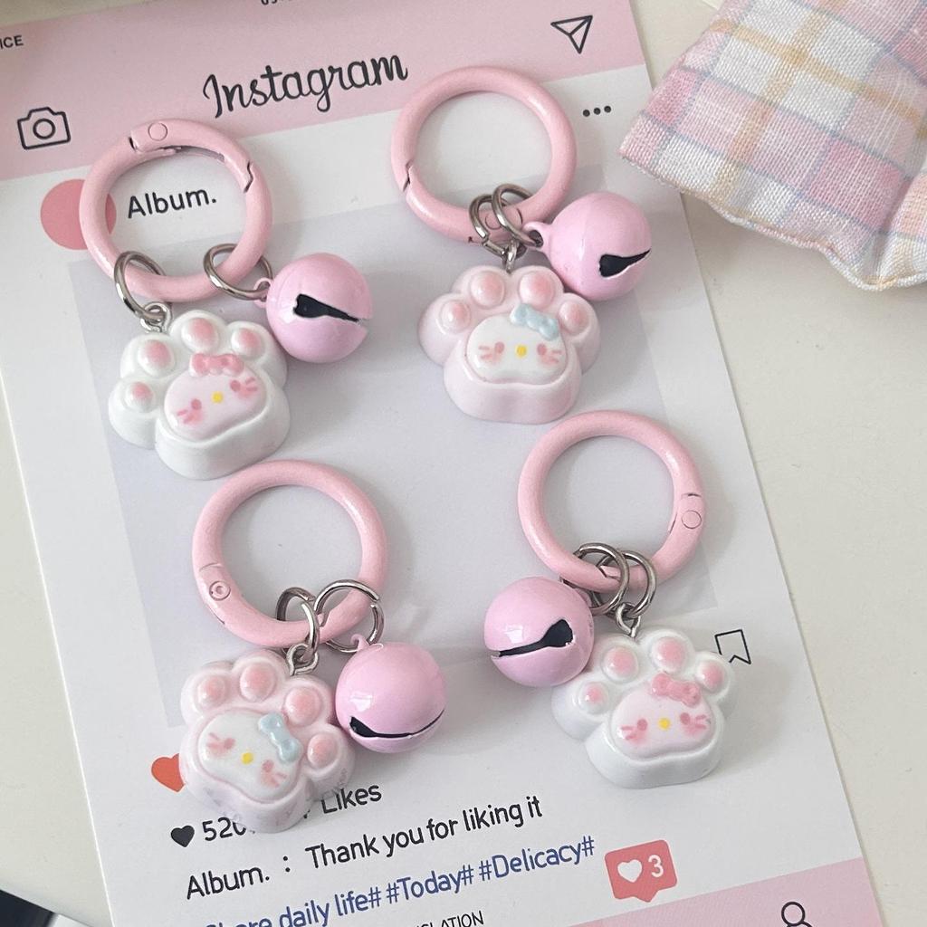 Charming Cartoon Cat Paw Bell Keychain - Cute Schoolbag Pendant & Bestie Gift