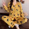 Fun animation two-dimensional yuan autumn imitation cotton pajamas female cartoon casual long-sleeved loungewear suit can be worn outside