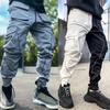 Men Cargo Pants Ankle-banded Reflective Patchwork Multi Pockets Loose Casual Straight Leg