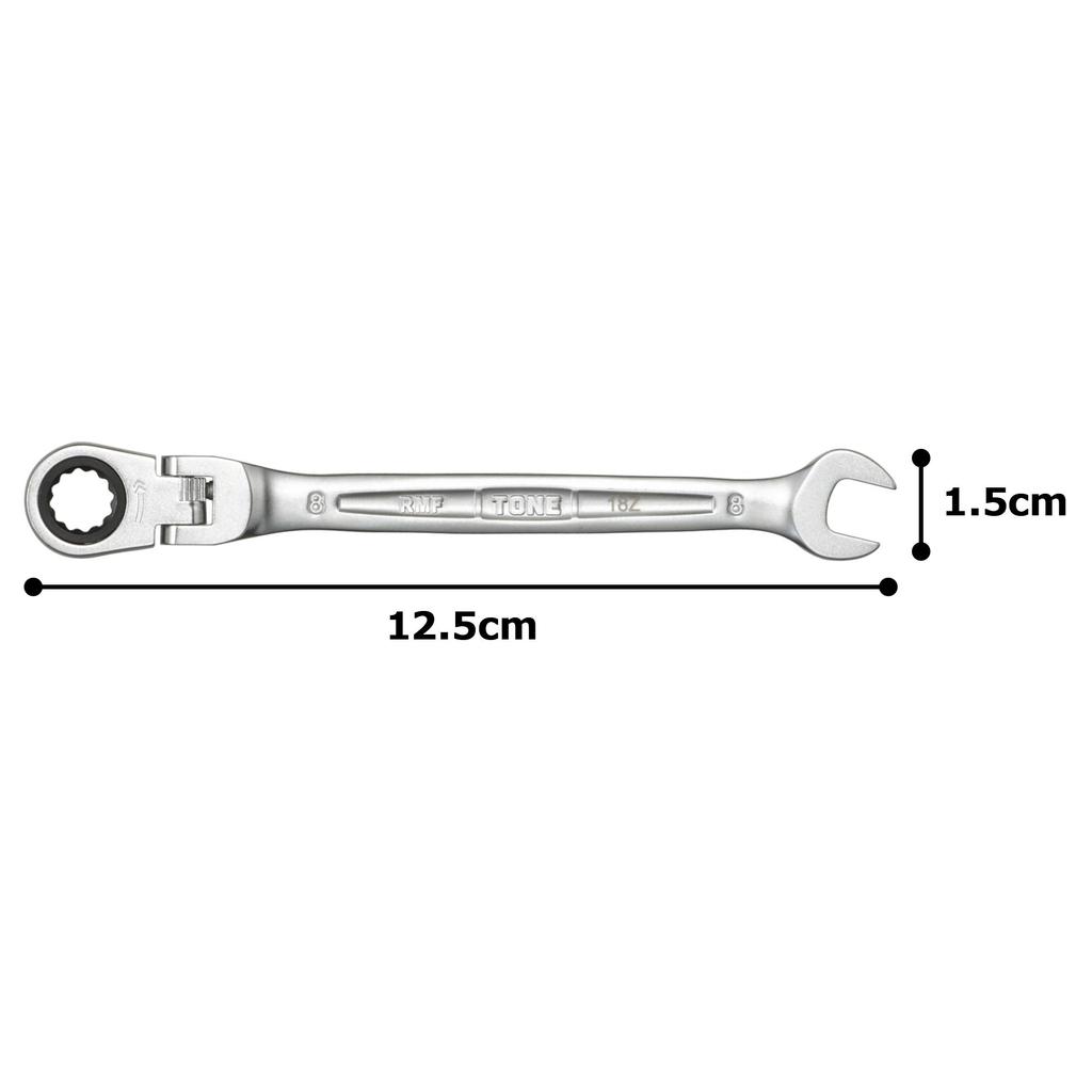 TONE Swing Ratchet Box Wrench Width Across Flats 8mm HPRMF-08