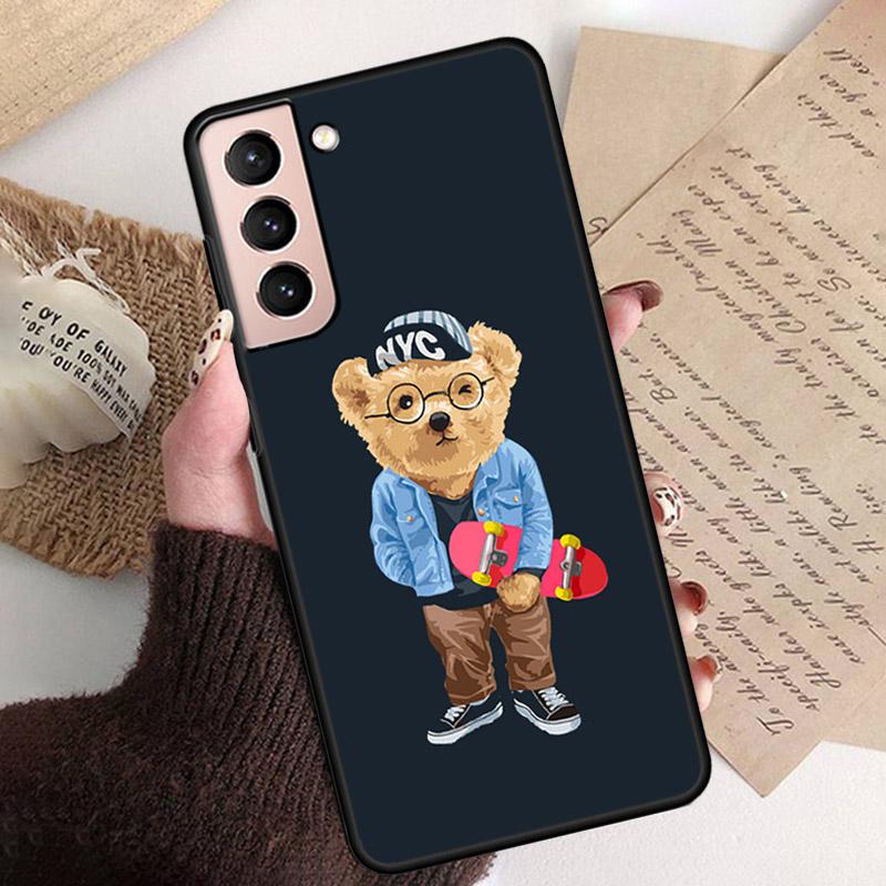 Phone Case for Samsung S26 S25 S24 S23 S22 Ultra S23 S22 S25 Plus S24 FE S26Edge Cartoon Teddy Bear Beer Phone Capa