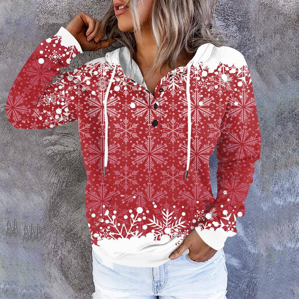 Женские повседневные модные принты с длинным рукавом на пуговицах пуловеры с капюшоном толстовки
