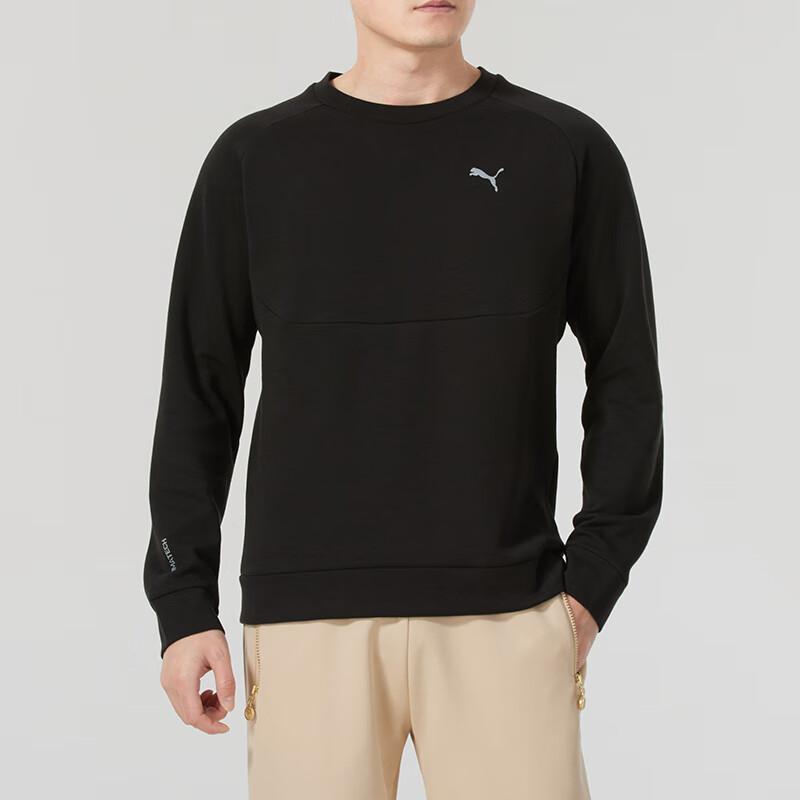 Puma Свободный крой, круглый вырез, повседневный длинный рукав, толстовка, мужские топы, черный цвет 687551-01