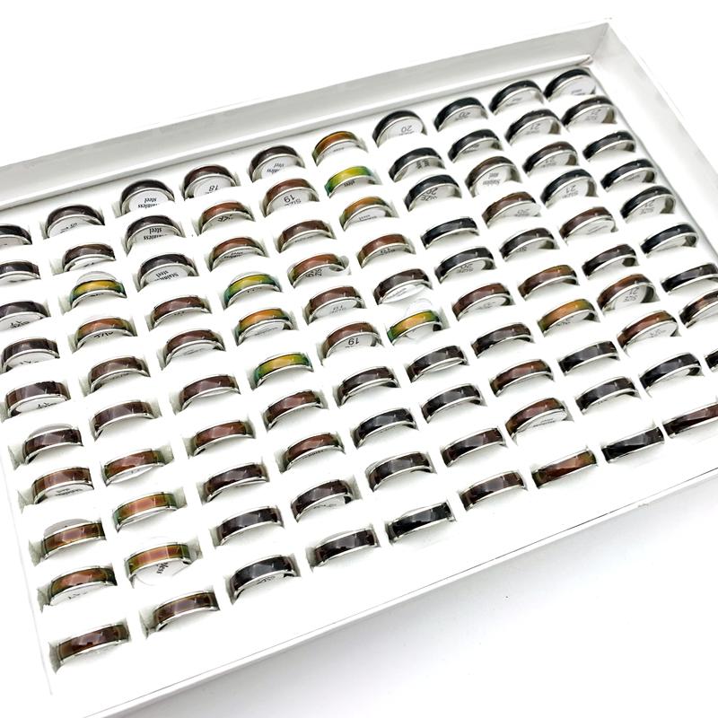 30 шт. Кольца из нержавеющей стали с изменением цветовой температуры, модные украшения