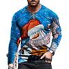 Spring and Autumn Round Neck 3D Christmas Theme Printed T-shirts Fashionable Casual Long Sleeved Men's T-shirts