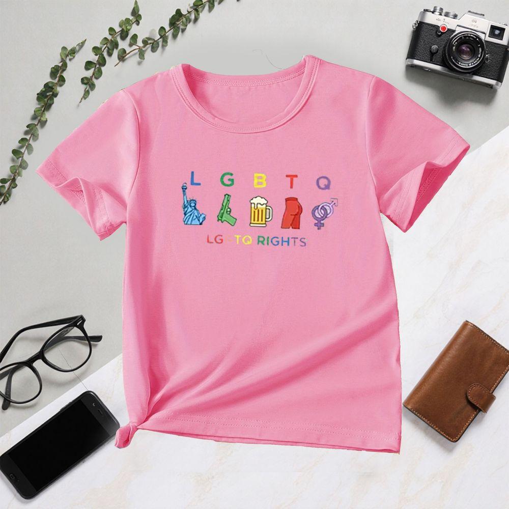 Women Short Sleeve Summer Colorful Letter Print LGBT Equality Fashion Casual Tops Y2k Streetwear