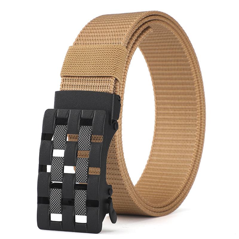 Plaid Button Imitation Nylon Belt Military Training Outdoor Canvas Tactical Belt Simple Sports Belt