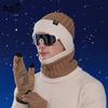 Winter Hat Gloves Scarf Set Men's Knitted Pullover Hat Fleece Warm Ear Protector Wool Hat
