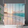 Shower Curtain Waterproof And Mildew-Proof Coconut Tree Beach Beach Bathroom Shower Curtain Shower Curtain Partition Curtain Free Punching