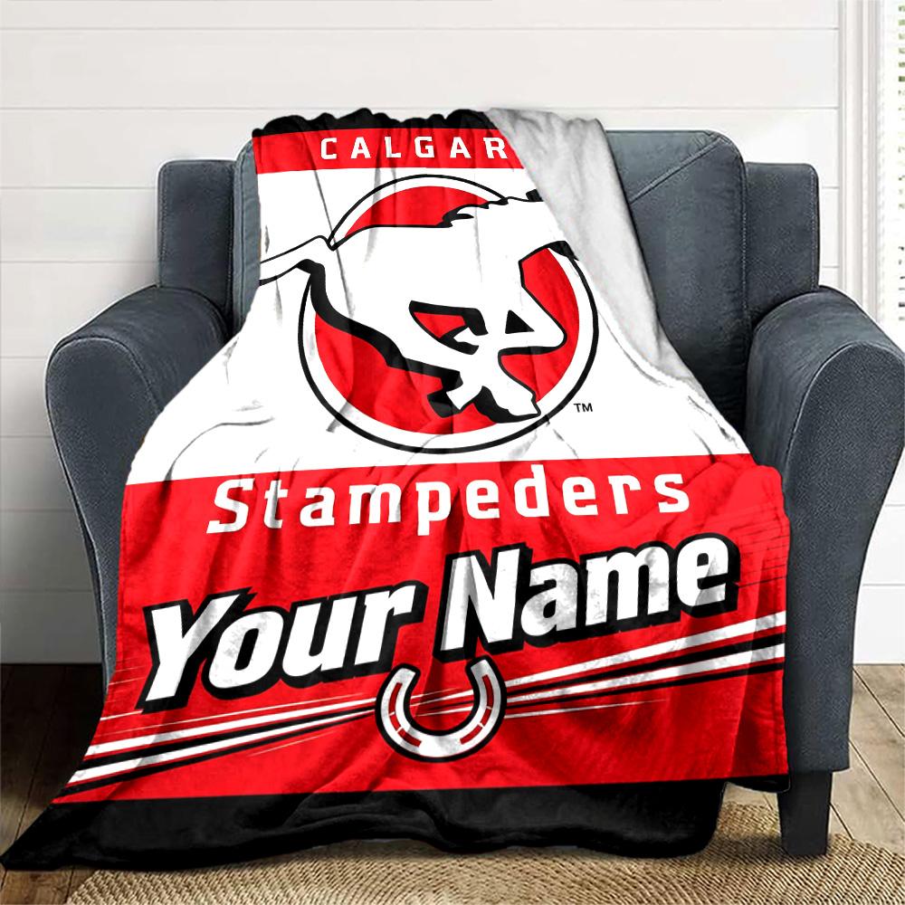 Name Custom Calgary Stampeders Print Flannel Blanket High Quality Warm Comfortable Cover for All Seasons Perfect for Gifts Home Decor