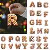 1/26Pcs Gingerbread Alphabet Ornaments 26 Initial Letter Candy Cane Pendant with Berries Pattern Mini Monogram Christmas Tree Hanging Decoration