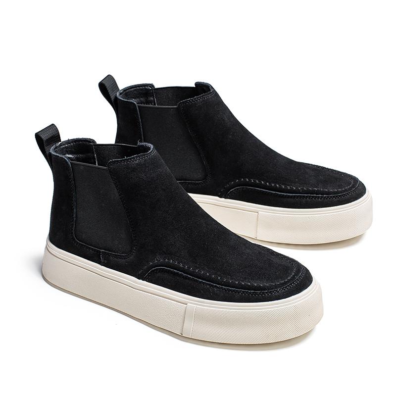 Fashion Chelsea Boots Warm Winter Cowboy Leather Men Boots Comfort High Top Shoes Outdoor Casual Thick Soled Boots Dating Party