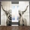 Классические серые, черные и белые шторы на окна с изображением дикого животного Яка, 2 шт., для гостиной, спальни, домашнего декора, крючки