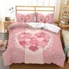 Love Heart Valentine's Day 3D Duvet Cover Bedding Set Comforter Linen Pillowcases Wedding Decor For Couples Twin King Queen