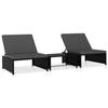 VidaXL Sun Loungers 2 Pcs with Table Wicker Resin Black