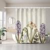Natural Botanical Floral Shower Curtain With Free Hooks For Home And Hotel Bathroom Decor