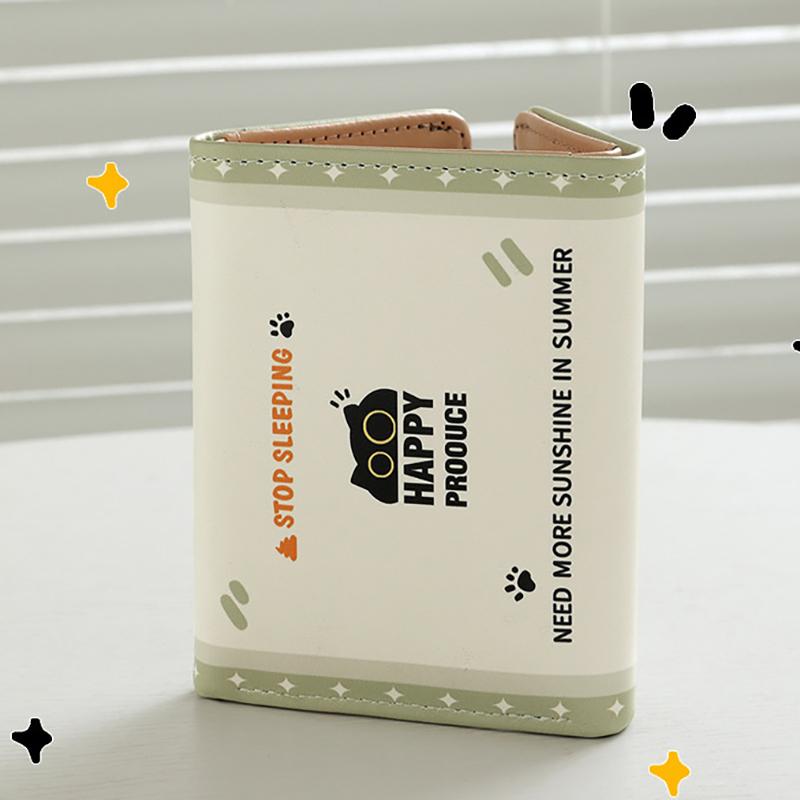 Cute Cat Short Folding Wallet Leather Cartoon Casual Clutch Money Purse Bag Credit Card Holder Photo Bits Banknote Slots