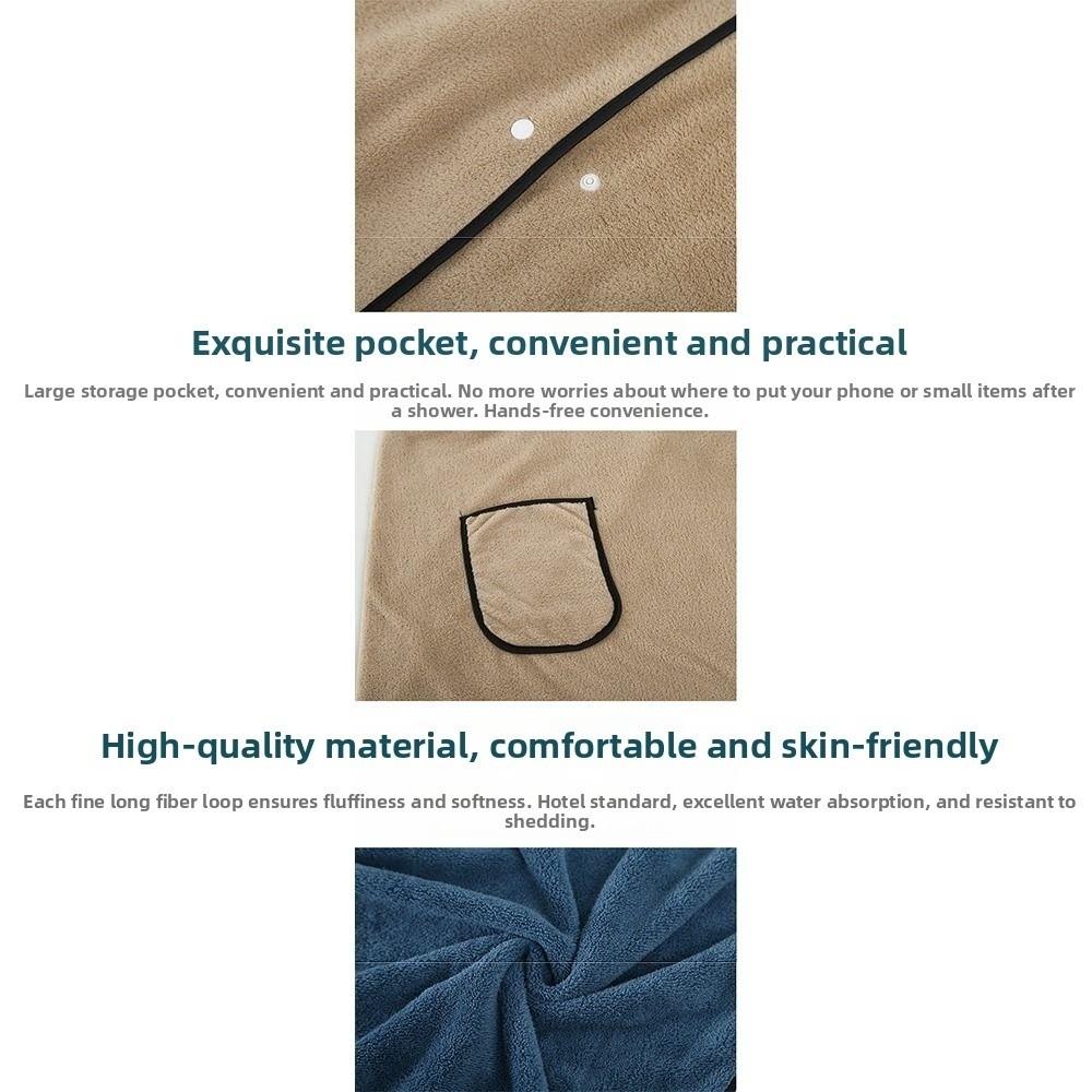 Coral Fleece Wearable Towel Soft Comfortable Beach Wrap Thick Design Bath Skirt Pool Use