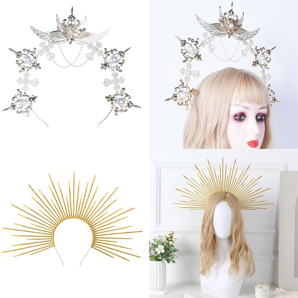 Sun Goddesses Hair Hoop Bridal Wedding Headwear Elegant Delicate Hair Band for Women and Girls