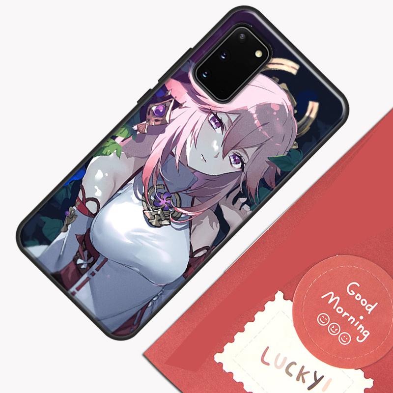 Чехол для телефона Yae Miko Genshin Impact для Samsung Galaxy S25 S26 Ultra S20 S21 S22 S23 S24 Plus S9 S10 S25 FE Защитный корпус