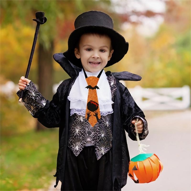 Галстук на Хэллоуин для детей Эластичный галстук с пайетками Вечеринка Подвесные украшения Сезонное украшение Фестивальный реквизит для сцены Галстук