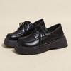 Black Big Head and Small Leather Shoes Women's Summer New Single Shoes Muffin Thick Sole