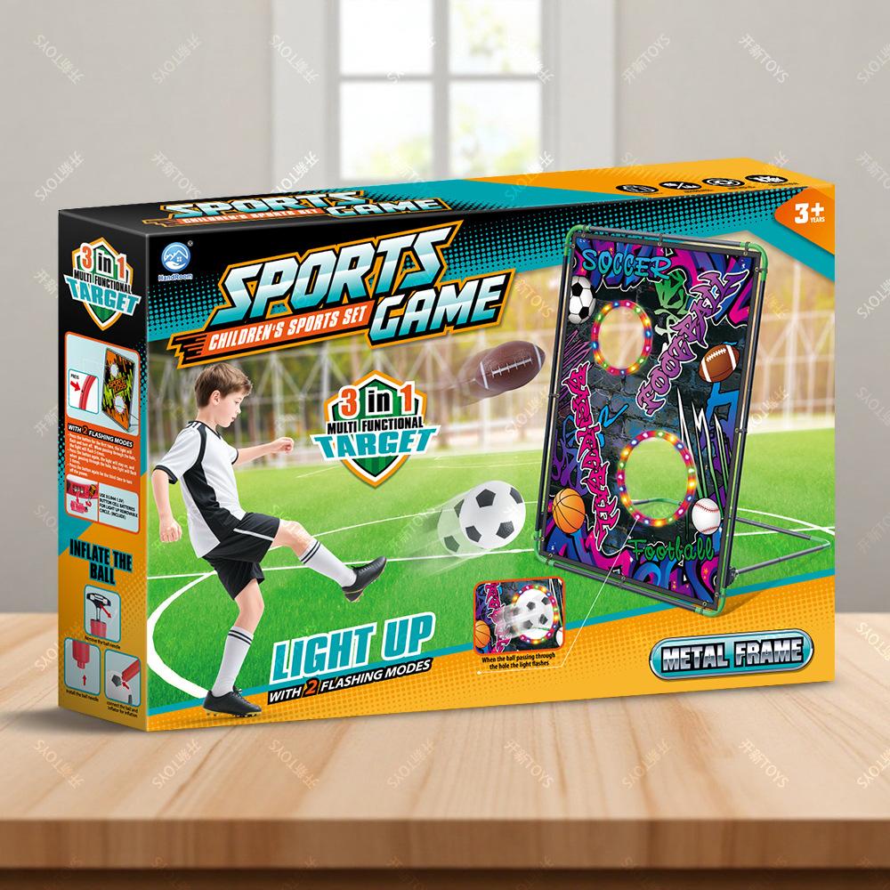 Light Up Football & Rugby Throwing Target with Steel Frame - Kids Outdoor Sensory Training Sports Toy